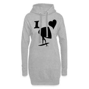 J’adore Wingfoils - Sweat-shirt à capuche long Femme - gris chiné - Devant