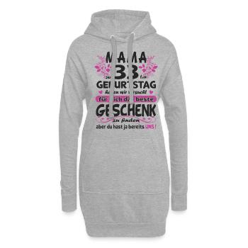 33. Geburtstag Sprüche lustig Frauen - Hoodie-Kleid - Grau meliert - Vorne