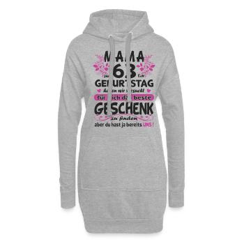 63. Geburtstag Sprüche lustig Frauen - Hoodie-Kleid - Grau meliert - Vorne