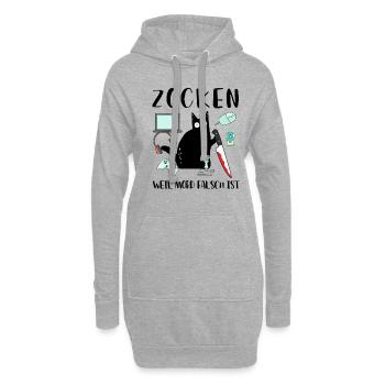 Zocken Weil Mord Falsch Ist Gamer Zocken Gaming - Hoodie-Kleid - Grau meliert - Vorne