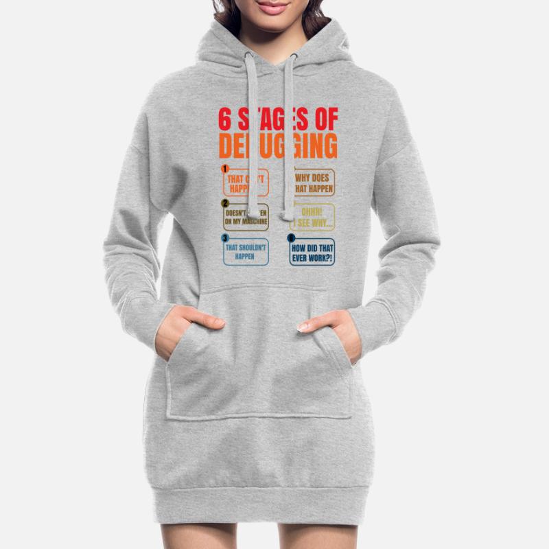 6 Stages Of Debugging Coder Programmer Software De Hoodie-Kleid