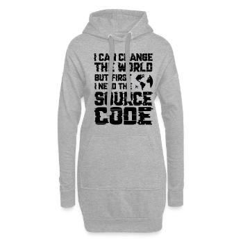 I Can Change The World But First I Need The Source - Hoodie-Kleid - Grau meliert - Vorne