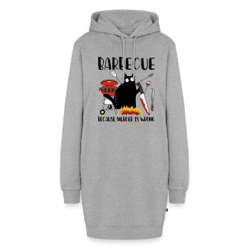 Barbecue parce que le meurtre est un mauvais chat noir - Sweat-shirt à capuche long Femme - gris chiné - Devant