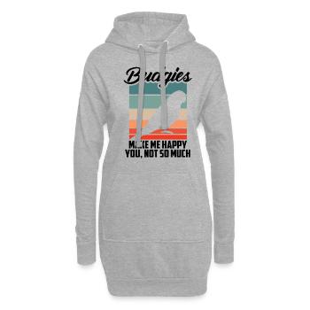 Les perruches me rendent heureux - Sweat-shirt à capuche long Femme - gris chiné - Devant