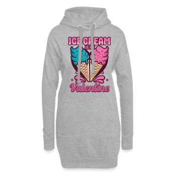 Crème glacée Cône de la Saint-Valentin - Sweat-shirt à capuche long Femme - gris chiné - Devant