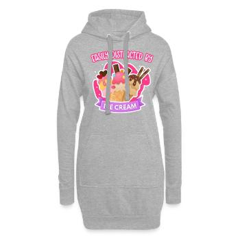 Ice Cream Cone Easily Distracted - Hoodie-Kleid - Grau meliert - Vorne