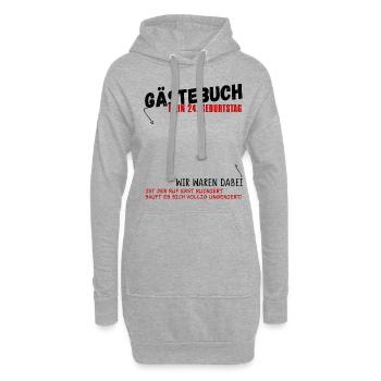 24. Geburtstag Gästebuch 24 Jahre - Hoodie-Kleid - Grau meliert - Vorne