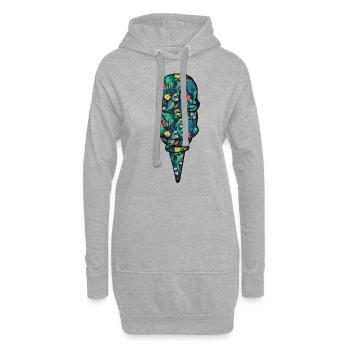 Crème glacée Fleur florale tropicale - Sweat-shirt à capuche long Femme - gris chiné - Devant