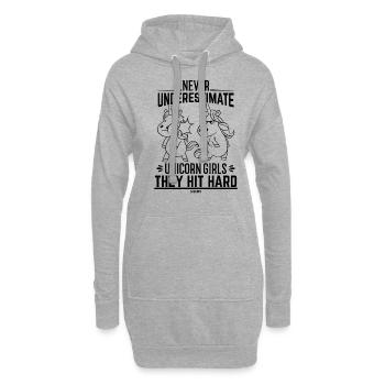 never underestimate unicorn girls - Hoodie Dress - heather grey - Front