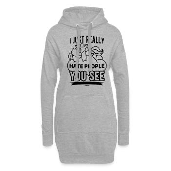 Unicorn hates people - Hoodie Dress - heather grey - Front