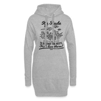 zerstör keine Riffe Fische leben dort - Hoodie-Kleid - Grau meliert - Vorne