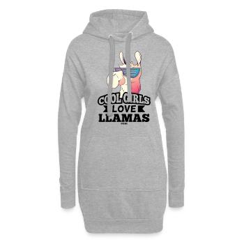 cooles Lama Baby Mädchen Kind - Hoodie-Kleid - Grau meliert - Vorne