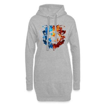 Football Rouge Bleu Feu Sport Amateurs de football - Sweat-shirt à capuche long Femme - gris chiné - Devant