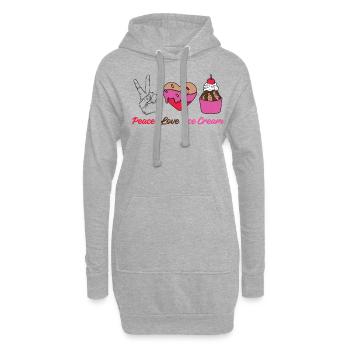 Cône de crème glacée Peace Love Ice - Sweat-shirt à capuche long Femme - gris chiné - Devant