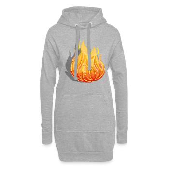 Rétro Pixel Fire - Sweat-shirt à capuche long Femme - gris chiné - Devant