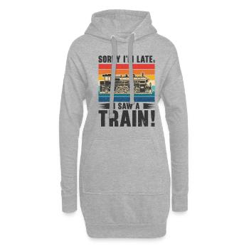 Zug Lokomotive Hobby Trainspotting Eisenbahnfan - Hoodie-Kleid - Grau meliert - Vorne