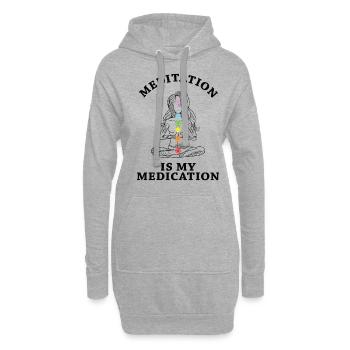 Meditation Is My Medication Meditating Relaxation - Hoodie-Kleid - Grau meliert - Vorne