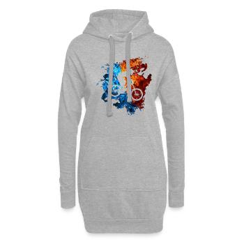 Vélo de montagne Rouge Bleu Feu Mountain Bike Rider - Sweat-shirt à capuche long Femme - gris chiné - Devant