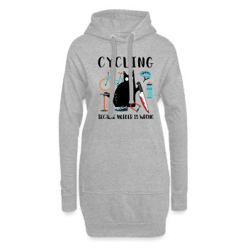 Faire du vélo parce que le meurtre est un mauvais chat noir - Sweat-shirt à capuche long Femme - gris chiné - Devant