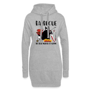 Barbecue parce que le meurtre est un mauvais chat noir - Sweat-shirt à capuche long Femme - gris chiné - Devant