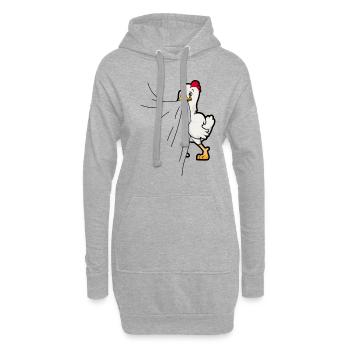 Bouchées de poulet en t-shirt Le poulet affamé mange - Sweat-shirt à capuche long Femme - gris chiné - Devant