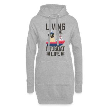 Schlepper Mopsboot Leben Segeln Mops Eigner Boot - Hoodie-Kleid - Grau meliert - Vorne