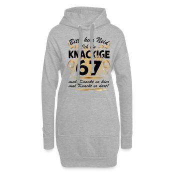 67. Geburtstag Sprüche lustig Frauen - Hoodie-Kleid - Grau meliert - Vorne