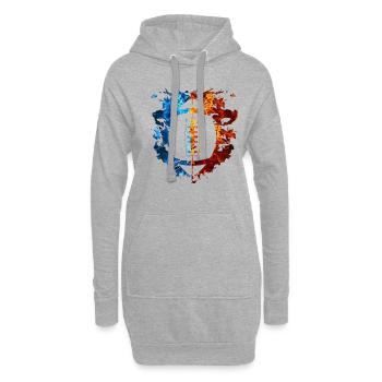 Football Rouge Bleu Feu Sports Amateurs de football - Sweat-shirt à capuche long Femme - gris chiné - Devant