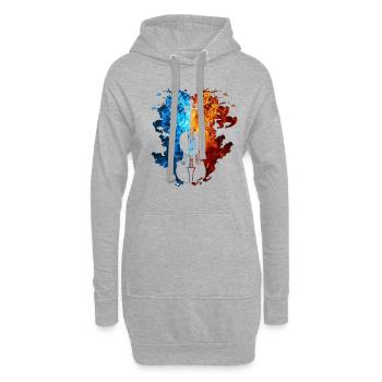 Violine Rot Blau Feuer Musikinstrument - Hoodie-Kleid - Grau meliert - Vorne