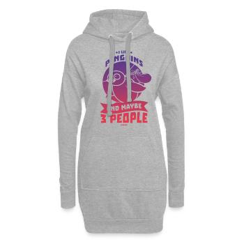 I Like Penguins And Maybe 3 People - Hoodie-Kleid - Grau meliert - Vorne