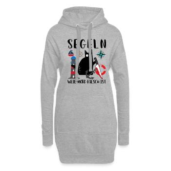Segeln Weil Mord Falsch Ist Segler Skipper Katze - Hoodie-Kleid - Grau meliert - Vorne