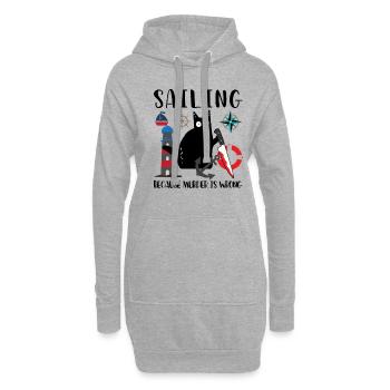 Naviguer parce que le meurtre est un mauvais chat noir - Sweat-shirt à capuche long Femme - gris chiné - Devant