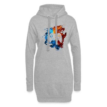 Contrôleur de jeu Red Blue Fire Jouer à des jeux vidéo - Sweat-shirt à capuche long Femme - gris chiné - Devant