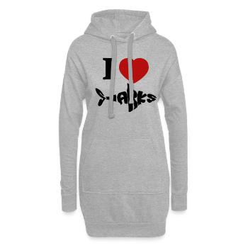 Haifisch Design i love Sharks - Hoodie-Kleid - Grau meliert - Vorne