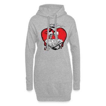 Till Death Midnight Lovers Gothic Skull Bones - Hoodie Dress - heather grey - Front