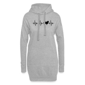 Schaf Herzschlag - Hoodie-Kleid - Grau meliert - Vorne
