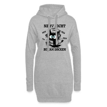 Nerv nicht bin am zocken Gamer Cat - Hoodie-Kleid - Grau meliert - Vorne