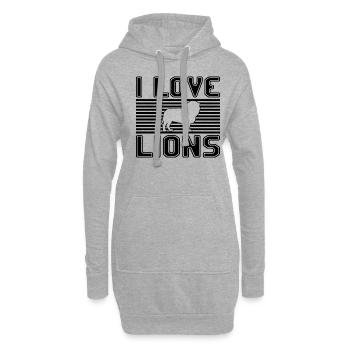 J’adore les lions - Sweat-shirt à capuche long Femme - gris chiné - Devant