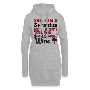 Dégustation de vin de sommelier - Sweat-shirt à capuche long Femme - gris chiné - Devant