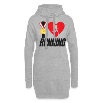 Running Runner Half Marathon Heart - Hoodie-Kleid - Grau meliert - Vorne