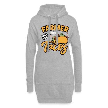 Farm Will Work For Tacos Farming Tractor Driving A - Hoodie-Kleid - Grau meliert - Vorne
