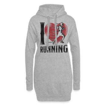 Running Runner Half Marathon Heart - Hoodie-Kleid - Grau meliert - Vorne