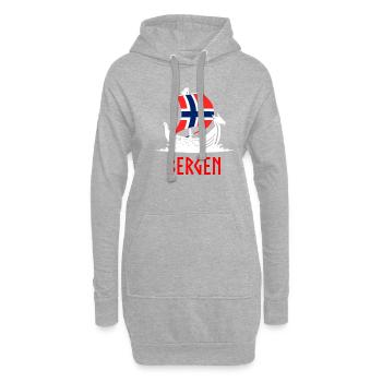 Bergen Norwegian flag, Norway - Hoodie-Kleid - Grau meliert - Vorne