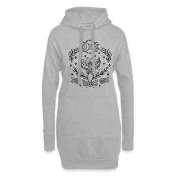 Himmlischer Schmetterling Mond Line Art - Hoodie-Kleid - Grau meliert - Vorne