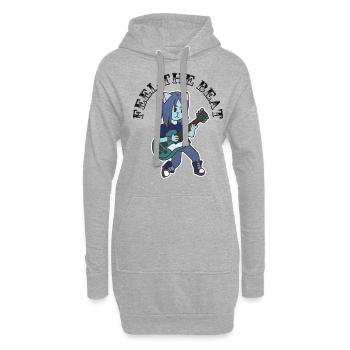 Katze spielt Gitarre - Hoodie-Kleid - Grau meliert - Vorne