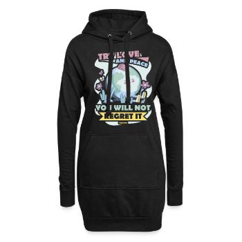 Erde blauer Planet Liebe Frieden - Hoodie-Kleid - Schwarz - Vorne