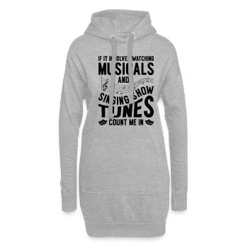 Musical Singen Musikliebhaber Beobachten Broadway - Hoodie-Kleid - Grau meliert - Vorne