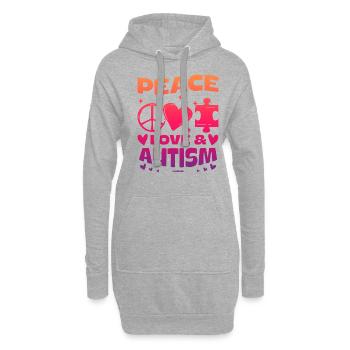 Frieden Liebe und Autismus - Hoodie-Kleid - Grau meliert - Vorne