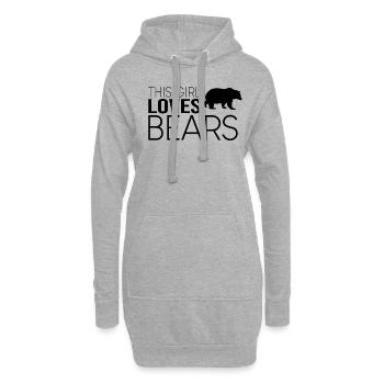 Cette fille aime les ours - Sweat-shirt à capuche long Femme - gris chiné - Devant