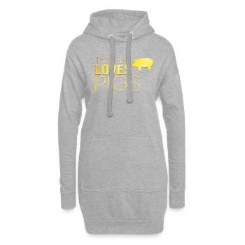 Dicton de cochon fille - Sweat-shirt à capuche long Femme - gris chiné - Devant